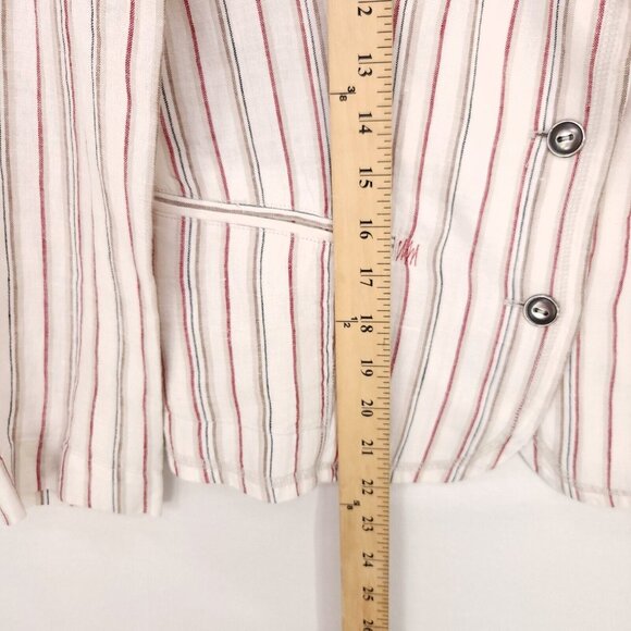 Chico's 100% Linen Button Blazer Jacket Minimalist Size 0 (S/4) Beige Striped - Picture 8 of 9